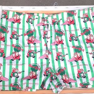 New vtg  Men's Hard Rock Holiday Cotton Shorts Rocking Santa Claus Surf Board L
